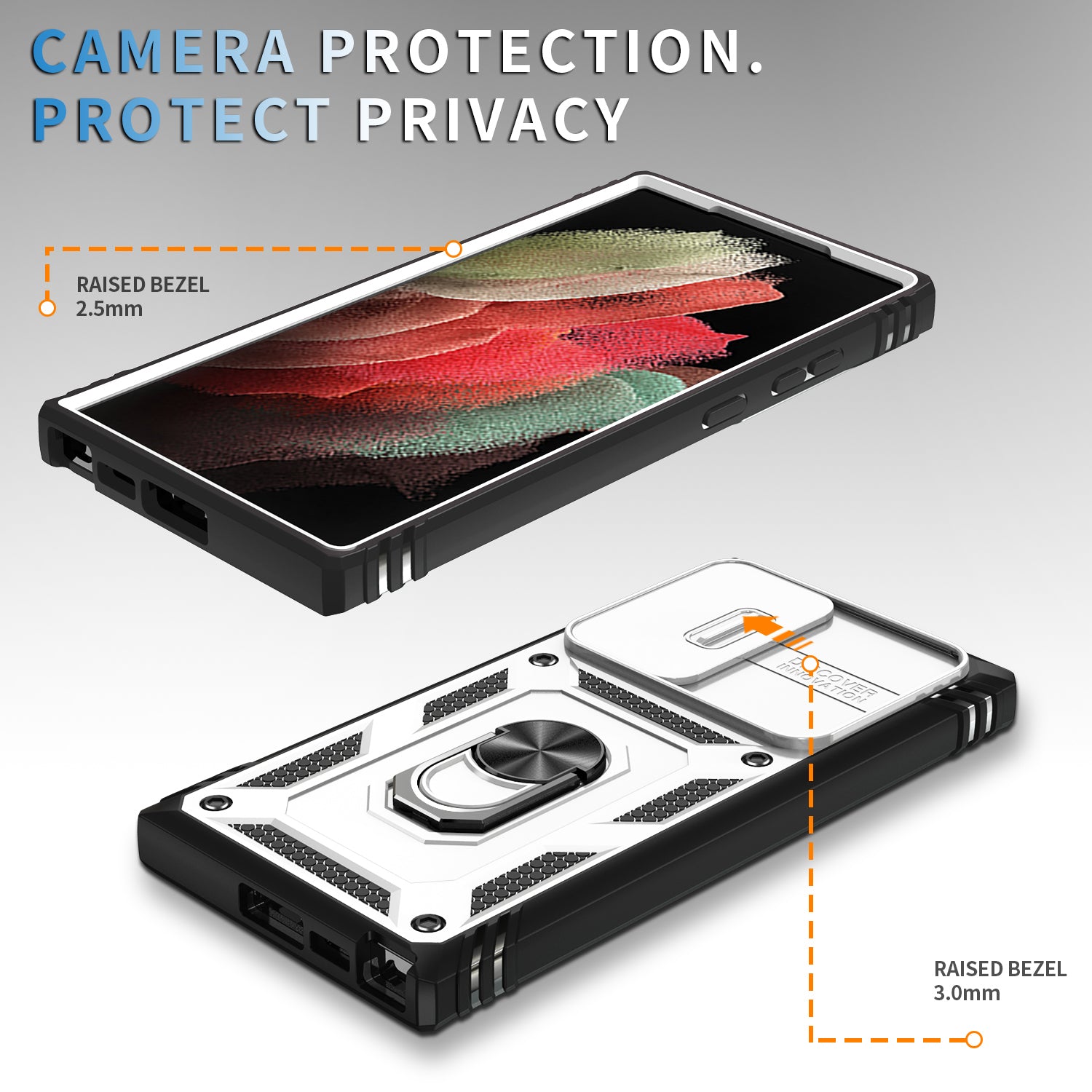 For Samsung Galaxy S23 Ultra Protective Phone Case with Ring Kickstand Card Holder Phone Back Cover with Sliding Camera Lid For Samsung Galaxy S23 Ultra Protective Phone Case with Ring Kickstand Card Holder Phone Back Cover with Sliding Camera Lid